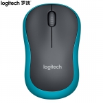罗技（Logitech） 对称鼠标 商务办公家用鼠标 带无线2.4G接收器 企业采购 黑色蓝边 M186