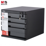 晨光（M&G） 6个/箱 办公用品黑色四层桌面带锁文件柜抽屉式收纳柜文件架桌面收纳柜ADM95297黑色
